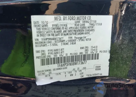 2011 Ford Focus Se z USA, uszkodzony, nr VIN 1FAHP3FNXBW173677